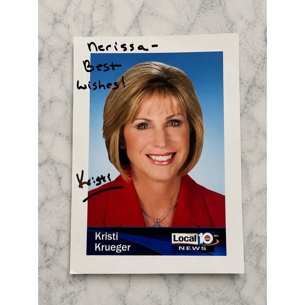 Kristi Krueger Local 10 News Signed Autographed Photo 5x7 Miami TV Anchor